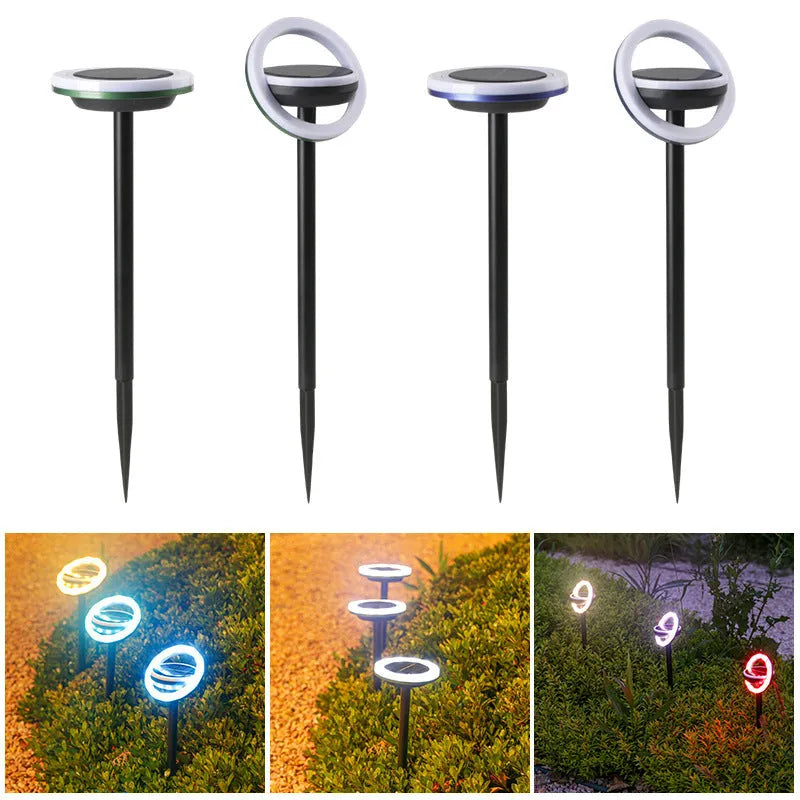 Solar lawn light with 12LED rotating design for outdoor garden illumination in colour or white light