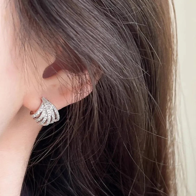 Geometric zircon earrings for women with platinum colour electroplated finish