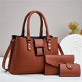 Women's textured PU crossbody bag set in square vertical design with three internal compartments