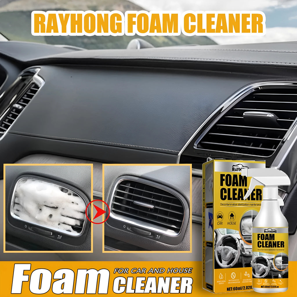 60ml car interior foamed cleaner with application sponge in 6x6x11cm packaging