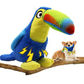Blue plush big-mouthed bird dog toy for pulling and teasing play