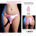 Men's shiny nylon low waist T-back underwear on a mannequin, shown in black colour.