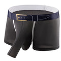 Men's solid colour ice silk boxer shorts laid flat, showing mid-waist design.