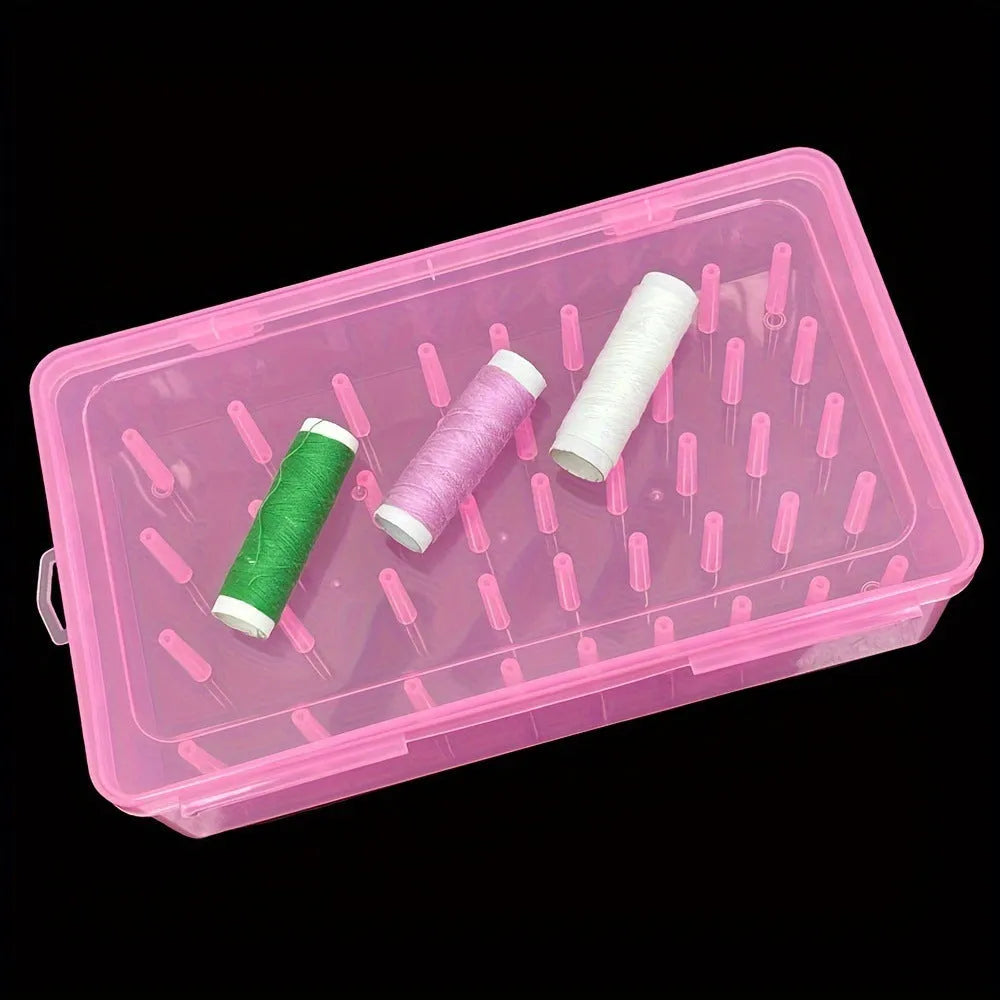 42 axis multifunctional plastic embroidery thread storage box with removable dividers in blue colour.