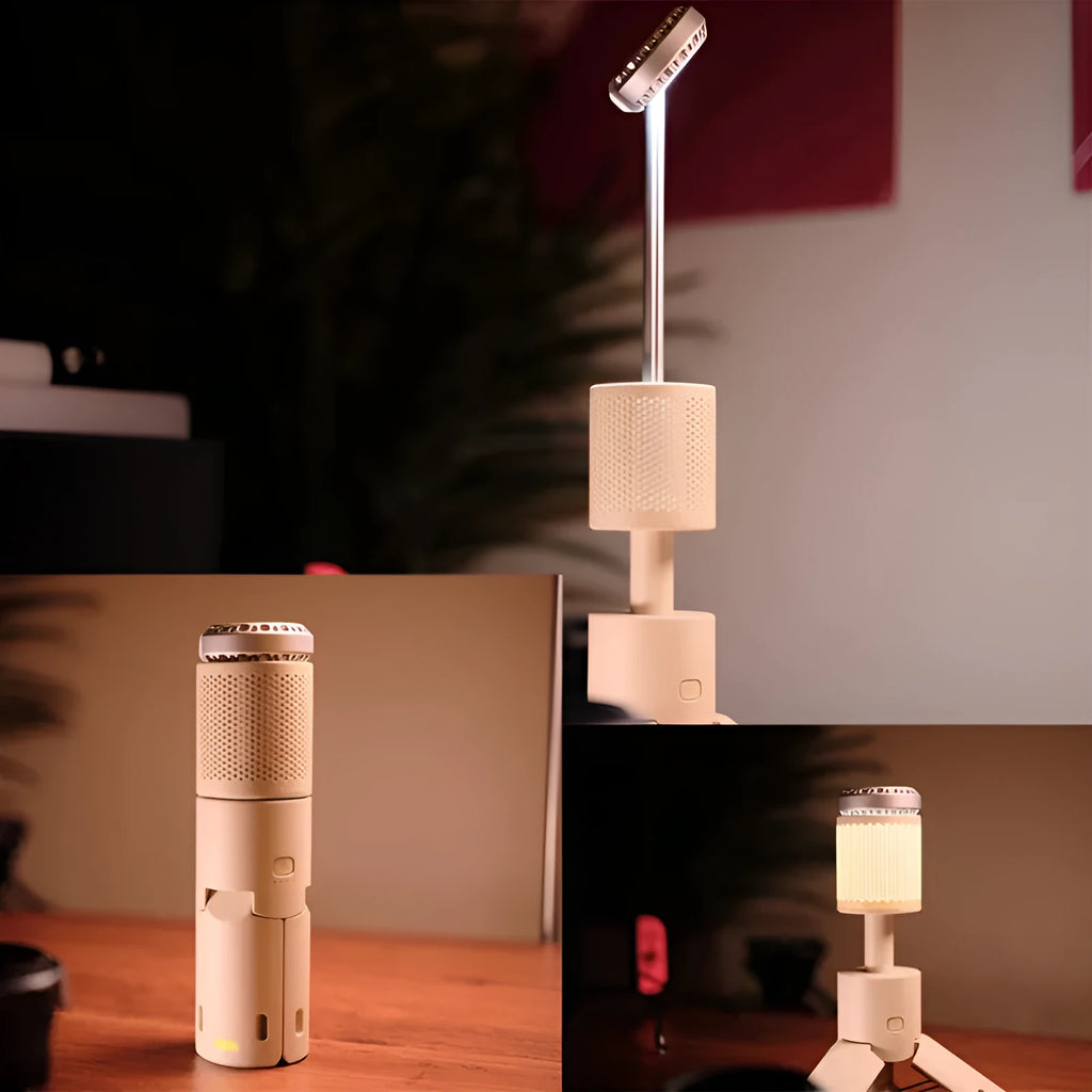Outdoor camping portable LED light in off-white and dark grey colour options