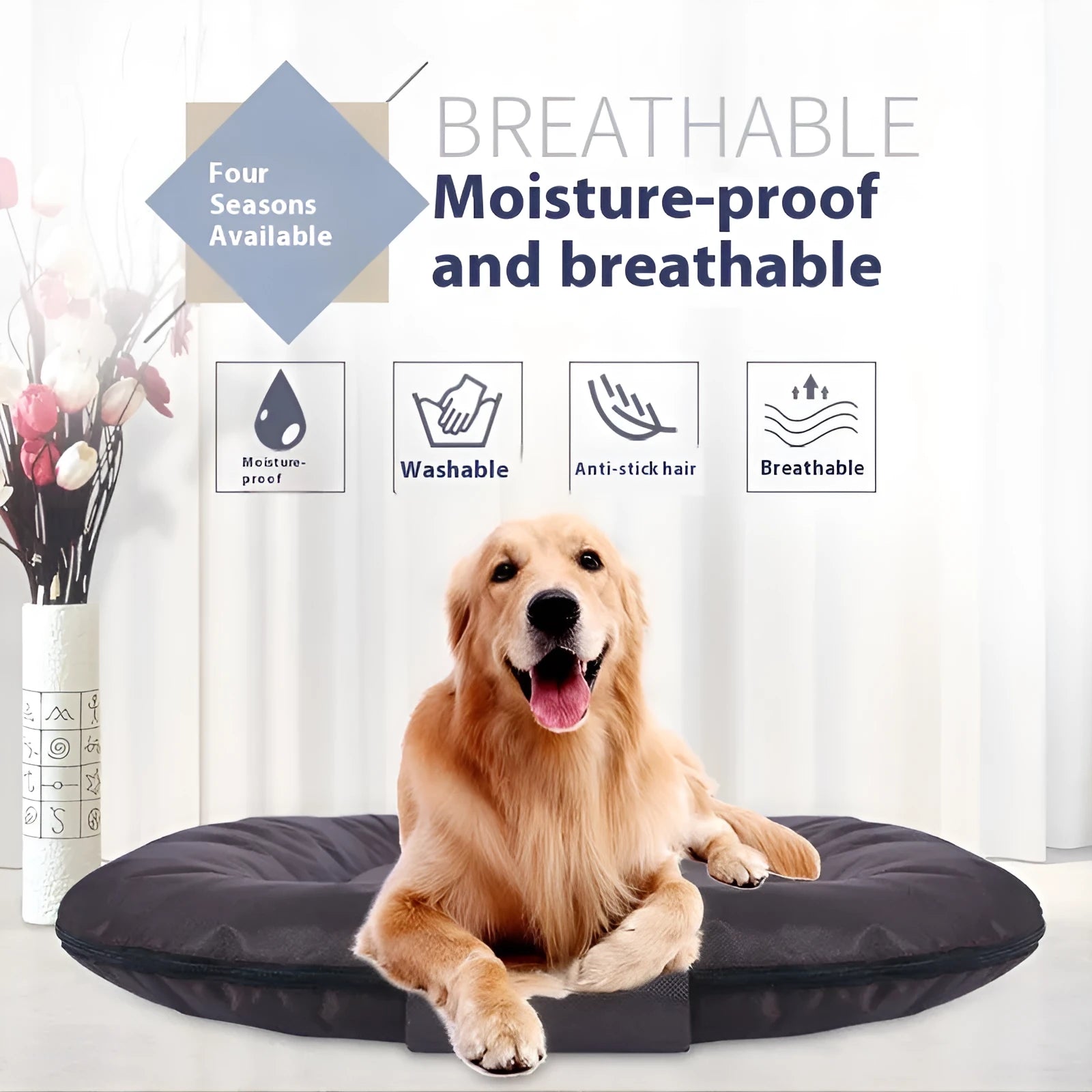 S size washable dog mattress with Oxford cloth cover in grey, showing dimensions of 55cm long by 45cm wide.