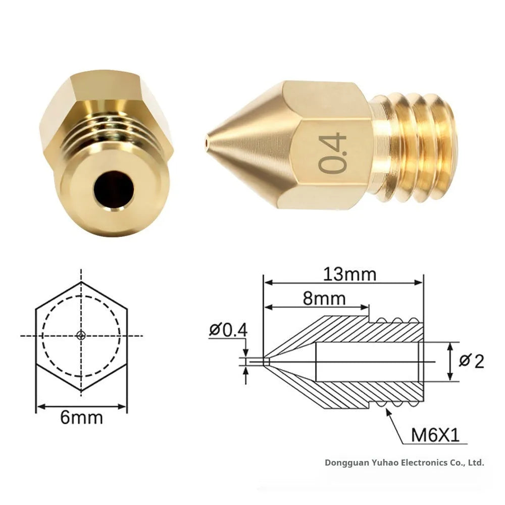 MK8 brass nozzle and stainless steel cleaning pin set for Creality Ender 3 3D printers.