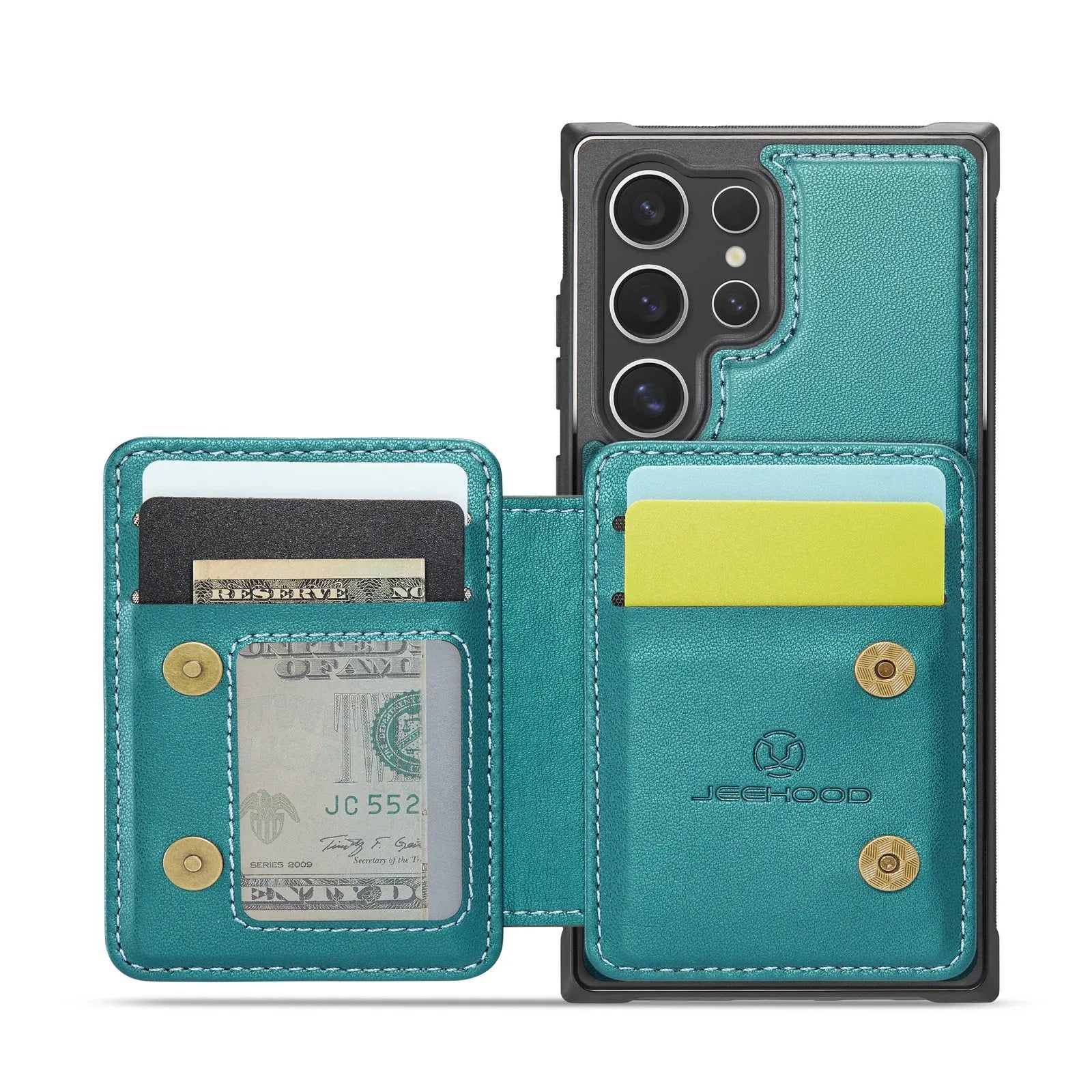 Magnetic card business drop-resistant leather phone case for Samsung, anti-fall wallet style with card slot, imitation leather, black colour