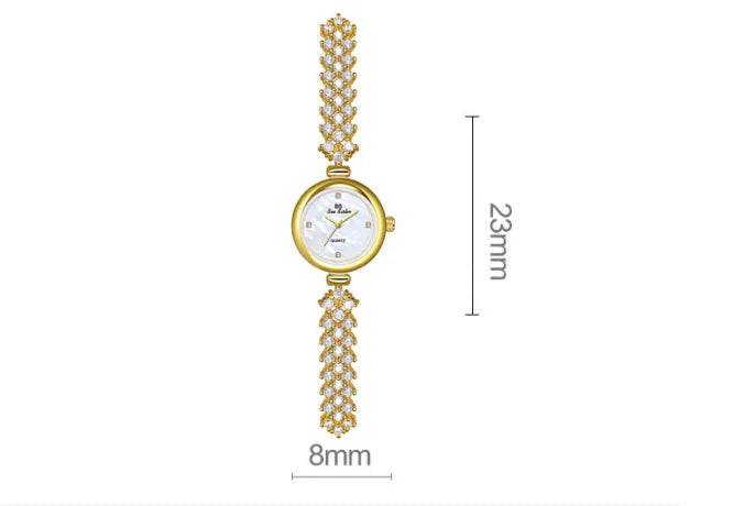 Mermaid light luxury diamond small chain watch in gold or silver with 7mm thickness and mineral glass mirror
