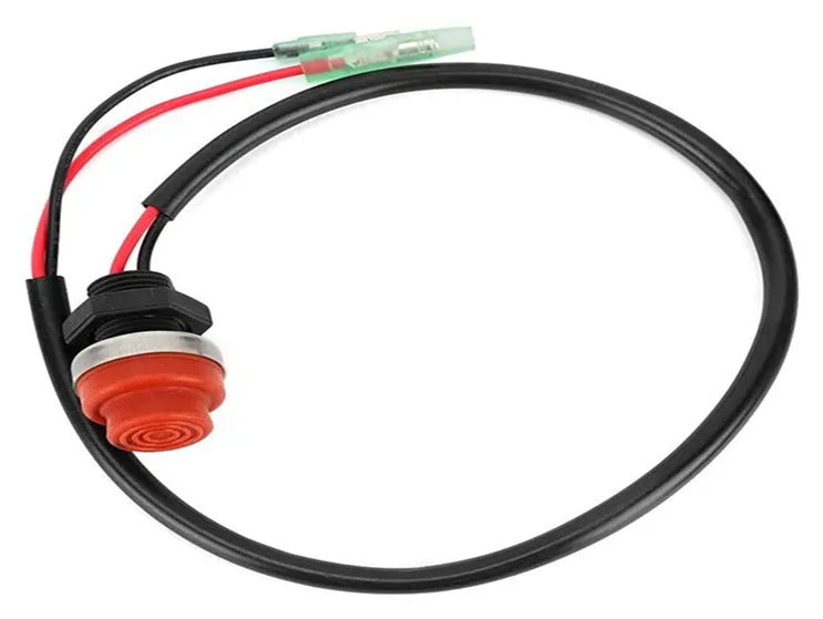 YAMAHA hardware plastic motorboat engine kill switch with attached rope lanyard.