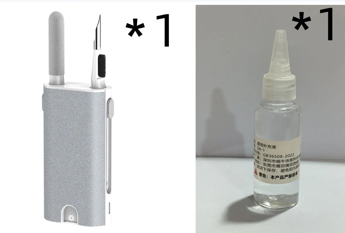 5-in-1 screen and earphone cleaning kit with integrated brush, sponge and metal tip tools