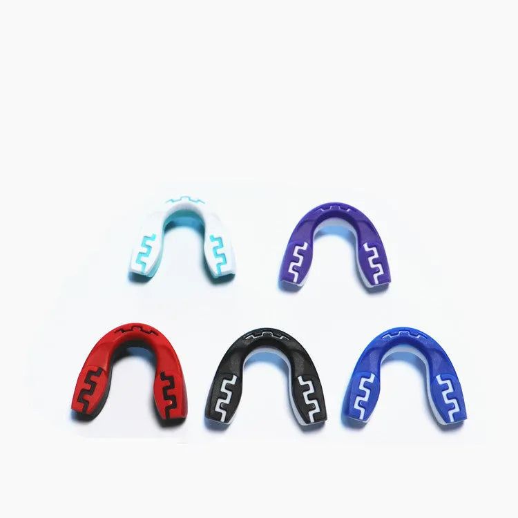 Adult boxing mouthguard with printed tooth design in black and white colour for martial arts training