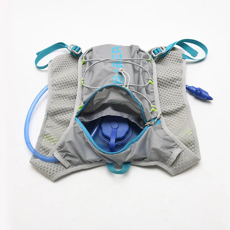 Solid colour nylon running backpack with reflective material, shown in one of six colours.