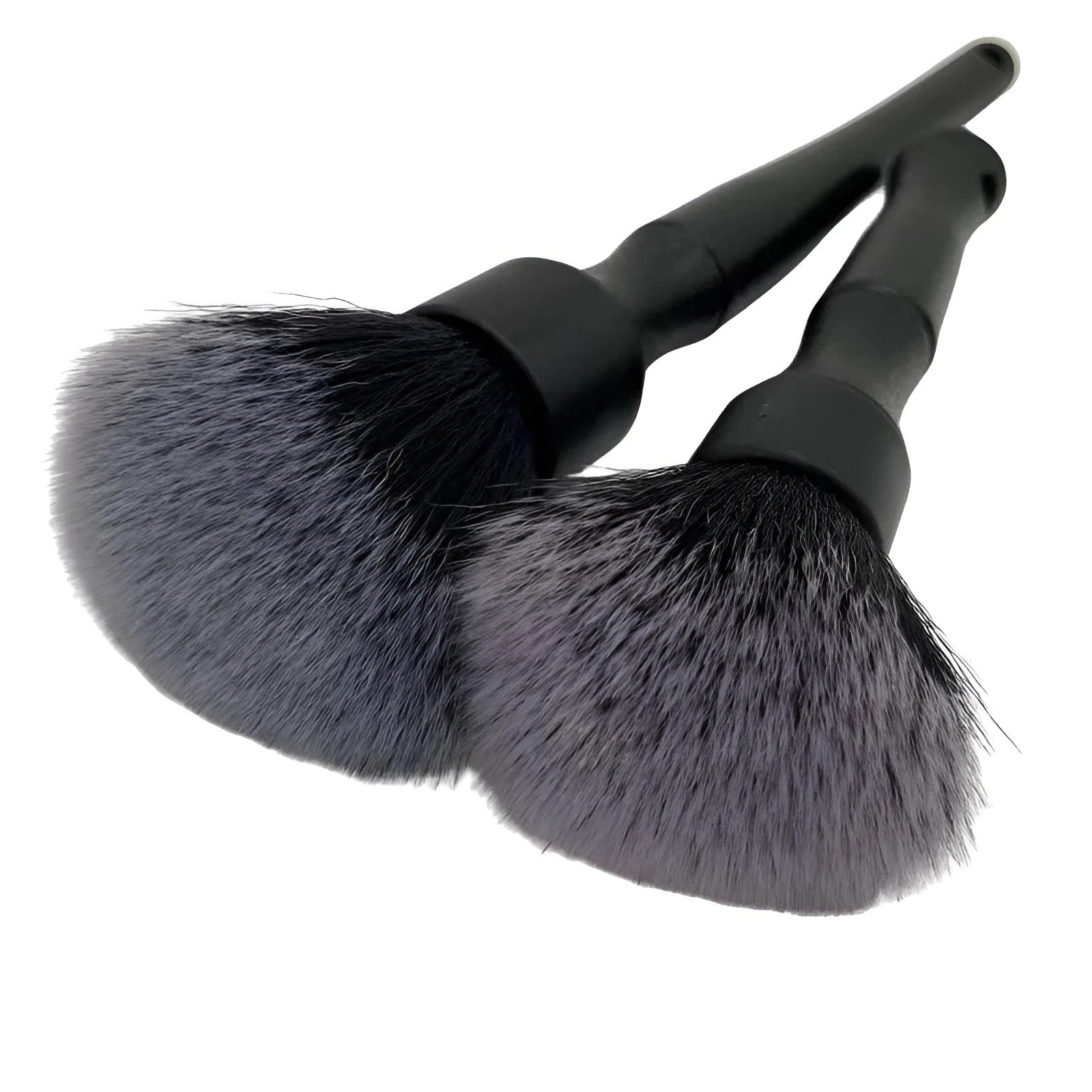Black car detailing brush with super soft pig hair bristles showing 240mm and 160mm size options