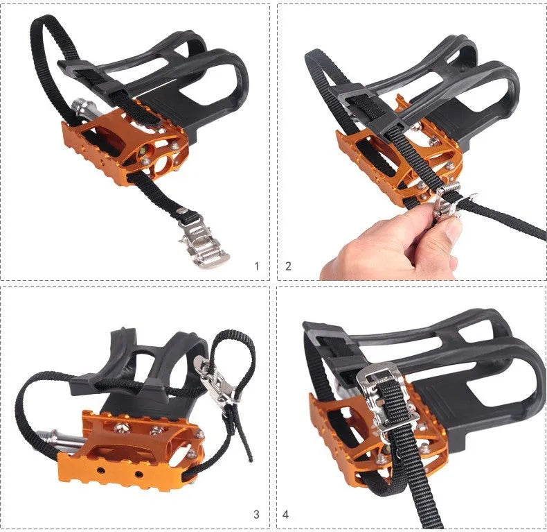 Fitness spinning pedal foot holder rope set with plastic covers, lashings, and metal bolts