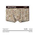 Men's leopard print ice silk underwear in mid waist design with polyester knit fabric