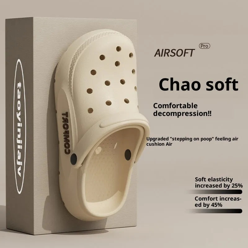 Men's perforated EVA casual shoes in four solid colours with cushioned sole and closed toe