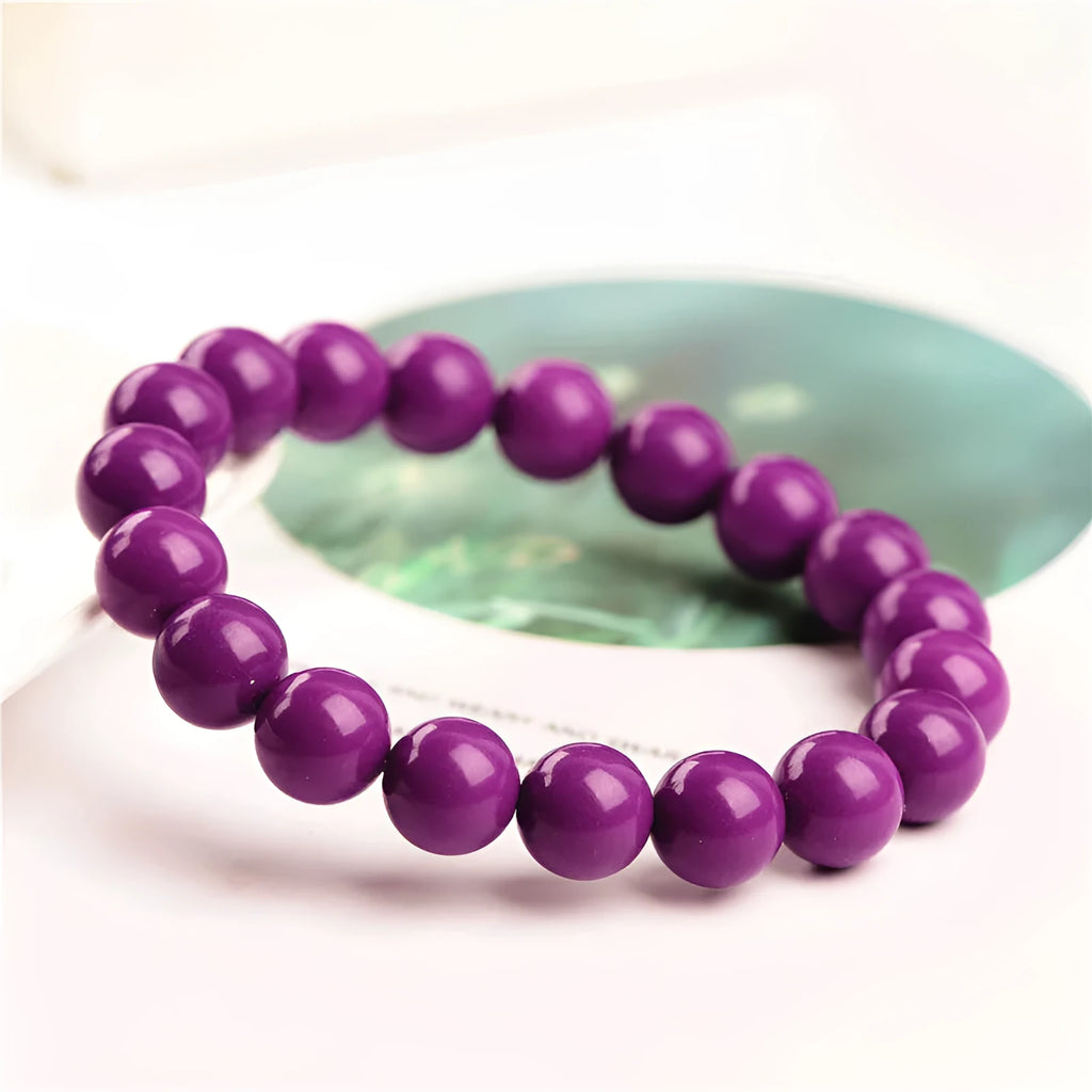 Jiuya polished crystal bracelet in purple mica with single ring design showing 5A grade colour