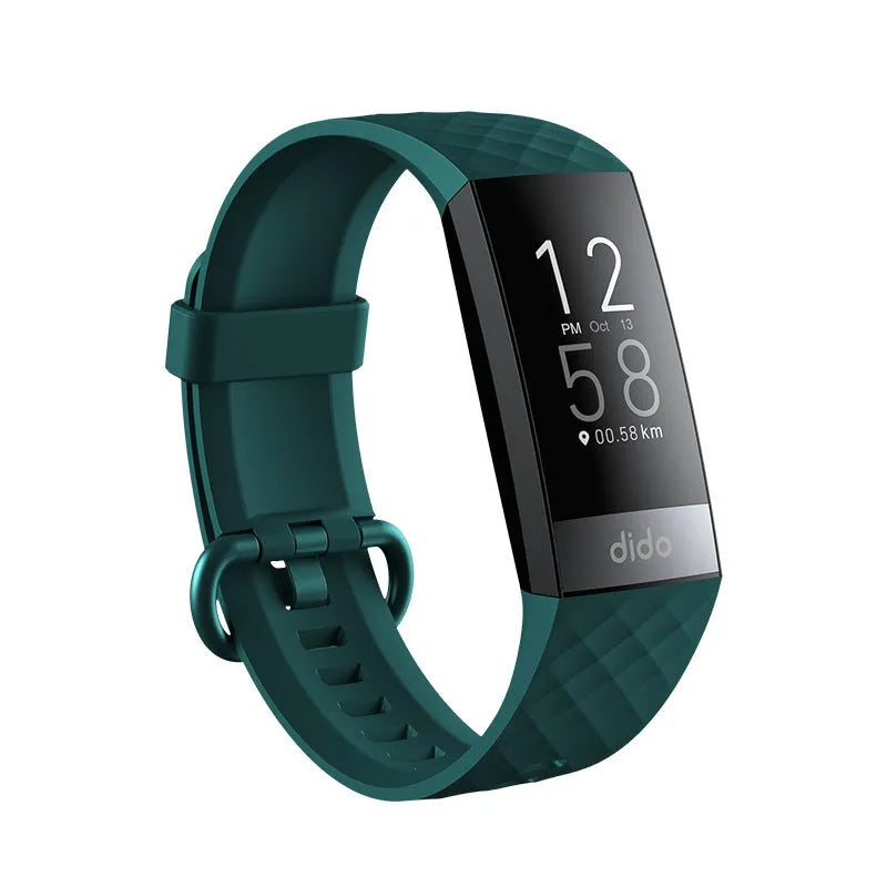 Y6 Black smart health bracelet with 1.1-inch display on a wrist, showing blood pressure and ECG readings.