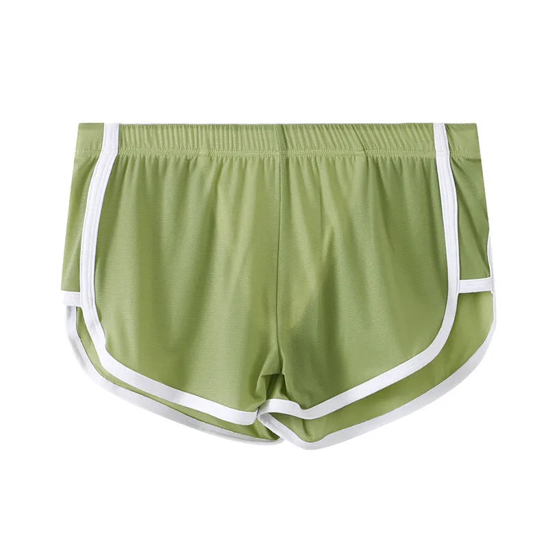 Men's black Ice Silk ultra-thin mesh sports boxers with low-waist design