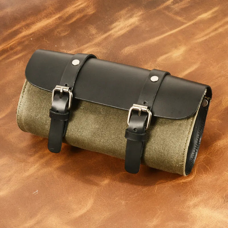 Camel Bag Knight retro cotton messenger bag showing 40cm size and internal organiser pockets