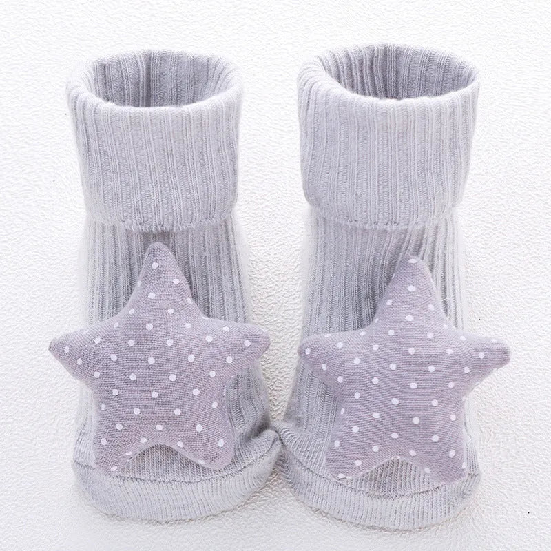 Cotton infant floor socks in multiple patterns with size options XS to M