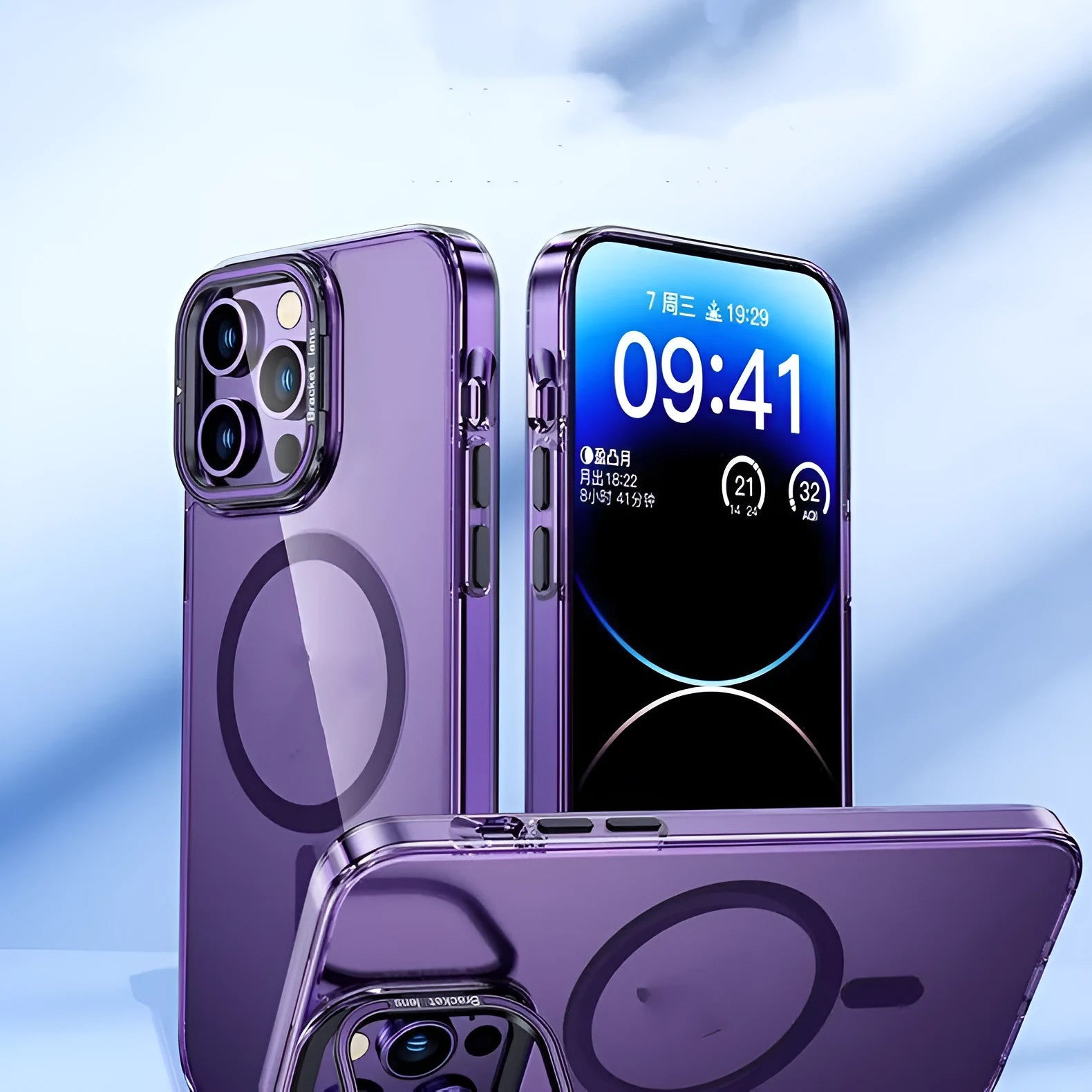 Transparent magnetic suction phone case with matte finish for iPhone 13 14 15 series in black