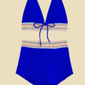 Women's high waist bikini suit in polyester fabric with top and bottom components