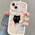Colour Cat TPU phone case for iPhone 13 Pro Max, black colour, all-inclusive shockproof design