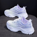 Women's satin casual sports shoes with round toe and lace-up front in pink, blue or purple colours