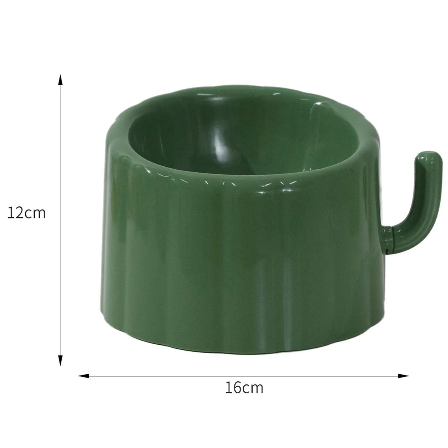 High-stand solid colour cat bowl with cactus design showing anti-slip base and large feeding opening