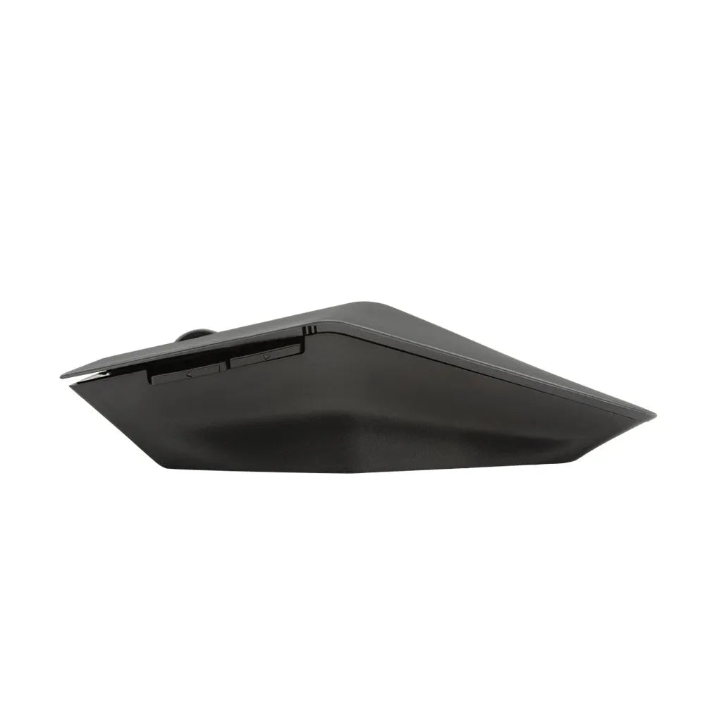 Wireless invisible mouse in gold colour beside laptop with USB receiver