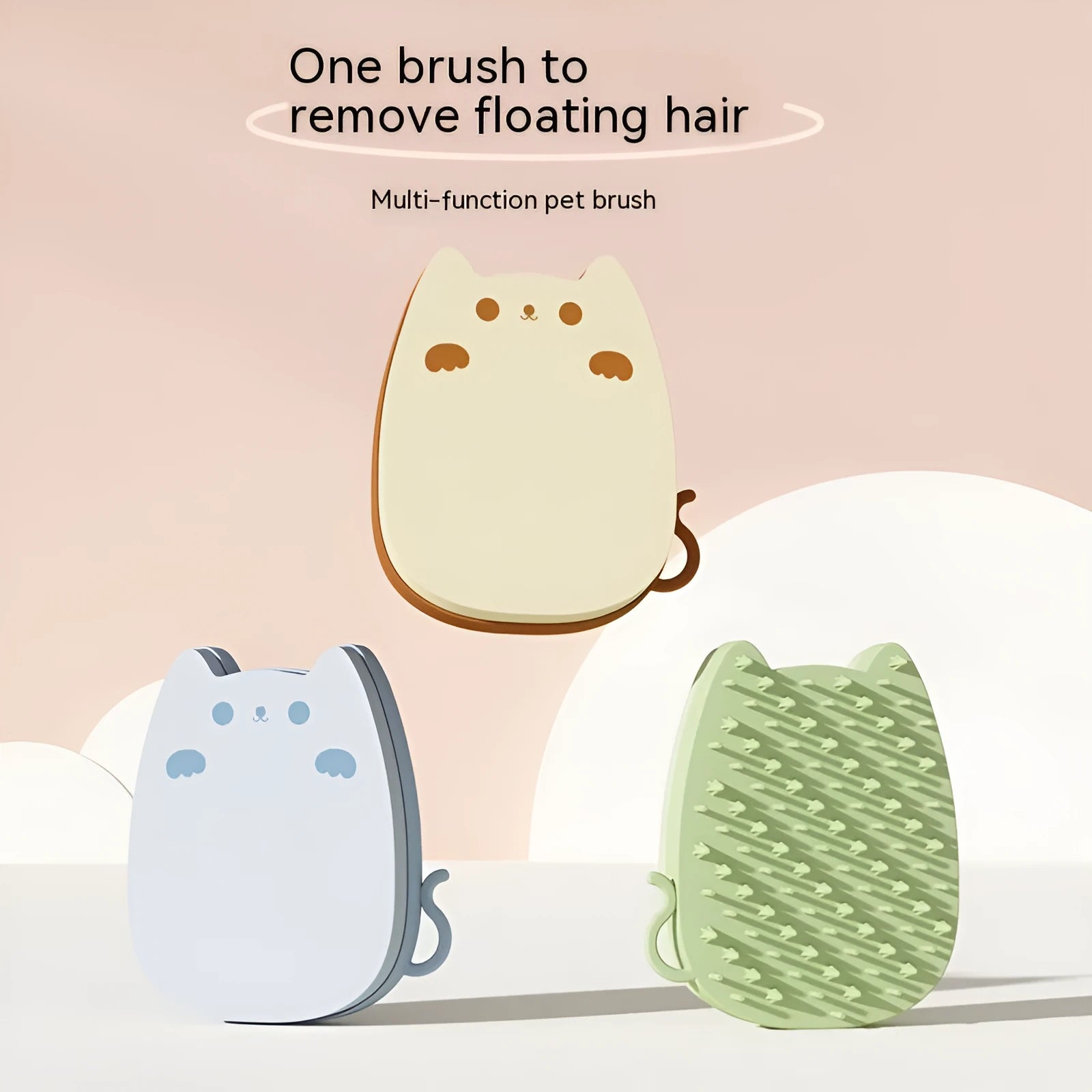 Pet sponge silicone comb for cats, 10 x 11.5cm, solid colour brown