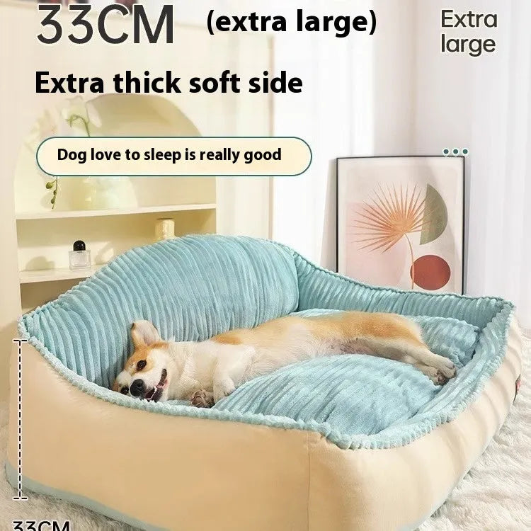 Morandi coloured removable pet bed mat with soft padding, shown in Large 90cm size.