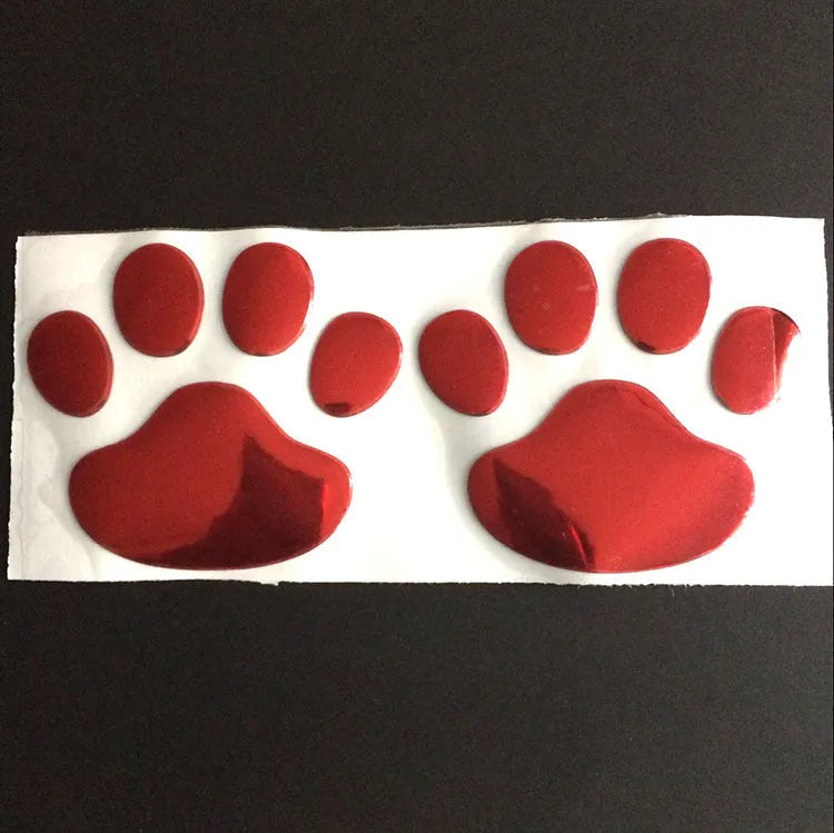PVC car sticker with hand-shaped brush design showing dog footprints pattern measuring 7 cm length