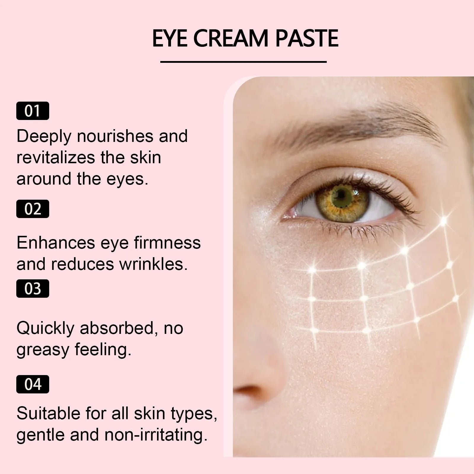 Moisturising eye and neck cream 10ml in ten single-use 1ml sachets with hyaluronic acid