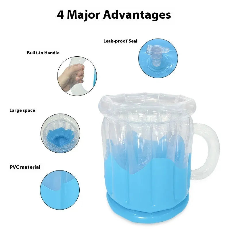 Yellow PVC inflatable ice bucket designed for outdoor parties and camping trips