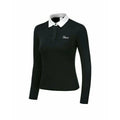 Women's long sleeve golf top in white polyester fabric for sun protection during outdoor sports