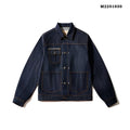 Men's Japanese retro loose jacket in raw pulp colour with red edge detailing and patch pockets