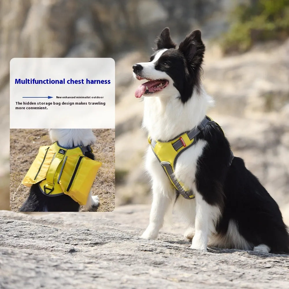 Reflective breathable explosion-proof Oxford cloth dog harness in orange on white background