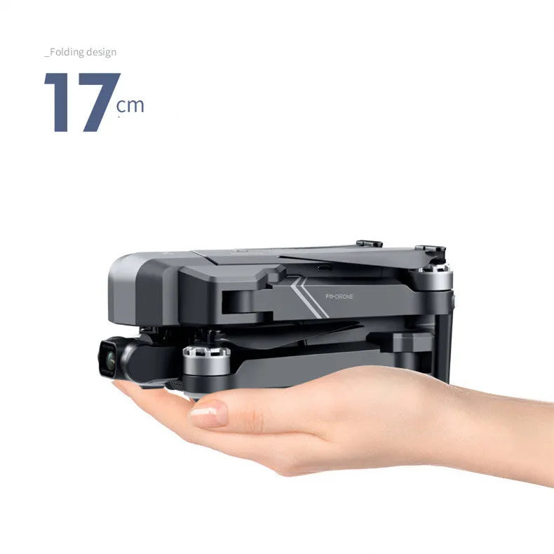 Black F11s PRO GPS folding drone with 4K camera shown in both expanded and folded configurations
