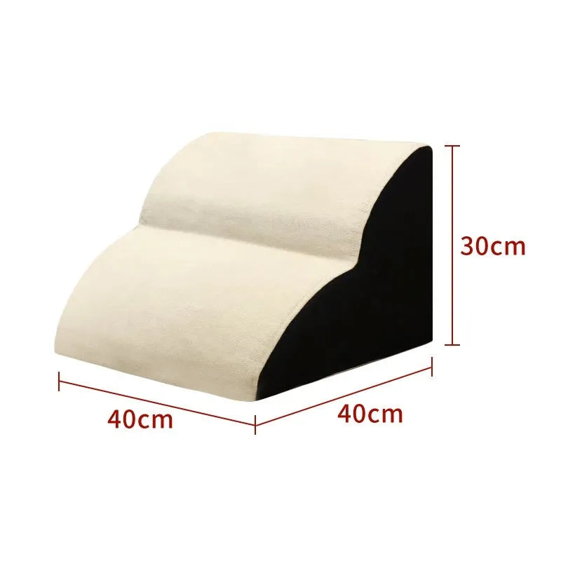 Wooden dog stairs with removable fabric cover in brown colour