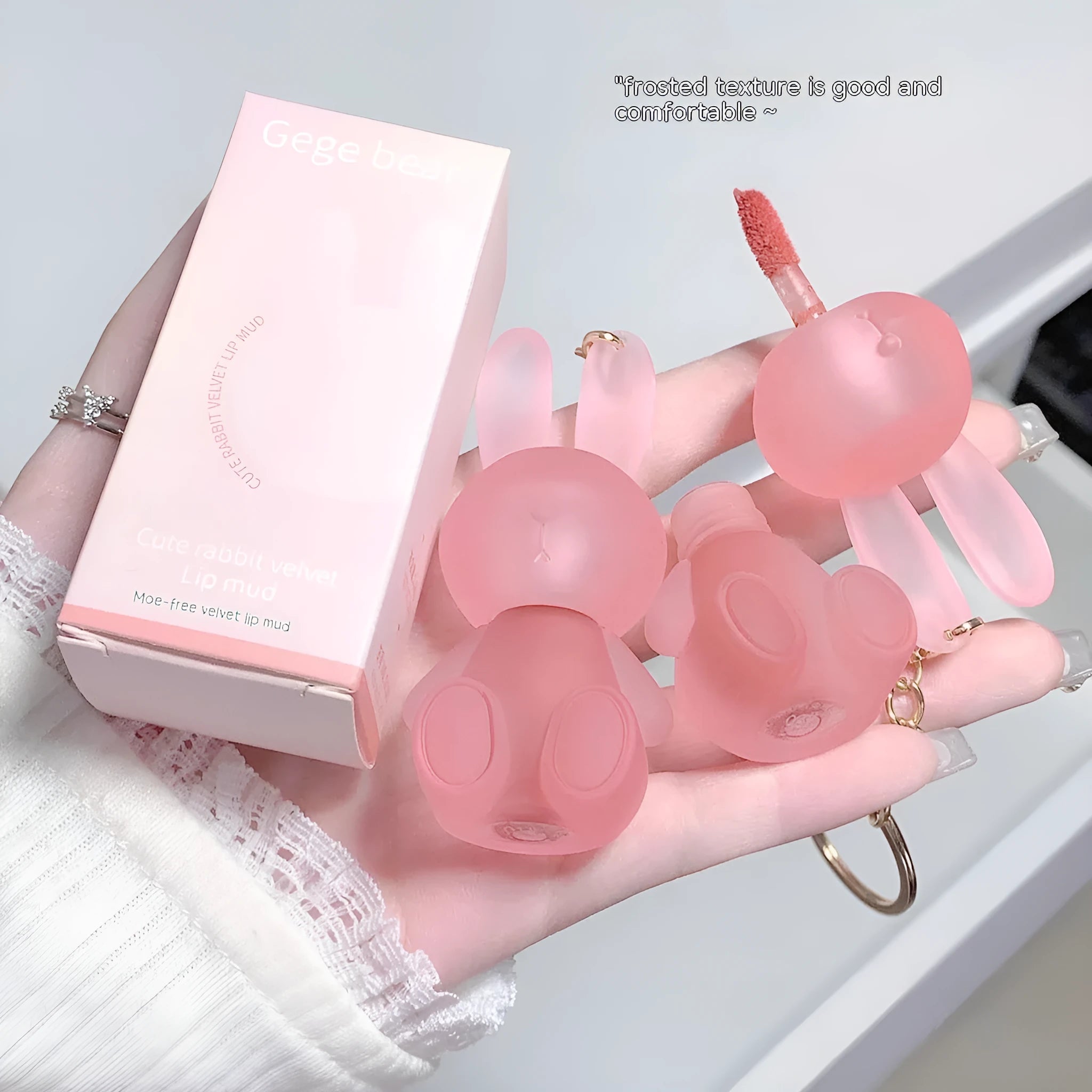 Bear Cute Rabbit lip lacquer matte finish compact 3.2x5x10.3cm lip glaze 6 colour options