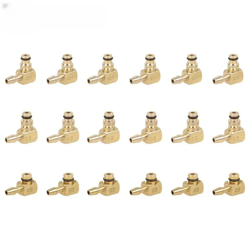 Brass and plastic fuel injection flow meter detection tool with oil return measuring instrument