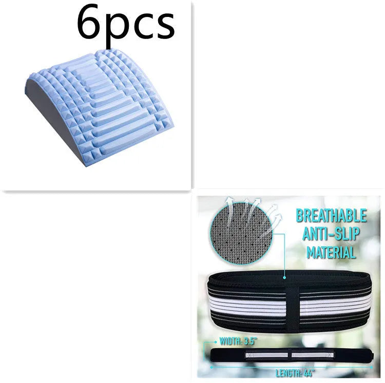 Blue EVA foam back stretcher pillow for lumbar support and acupressure massage.