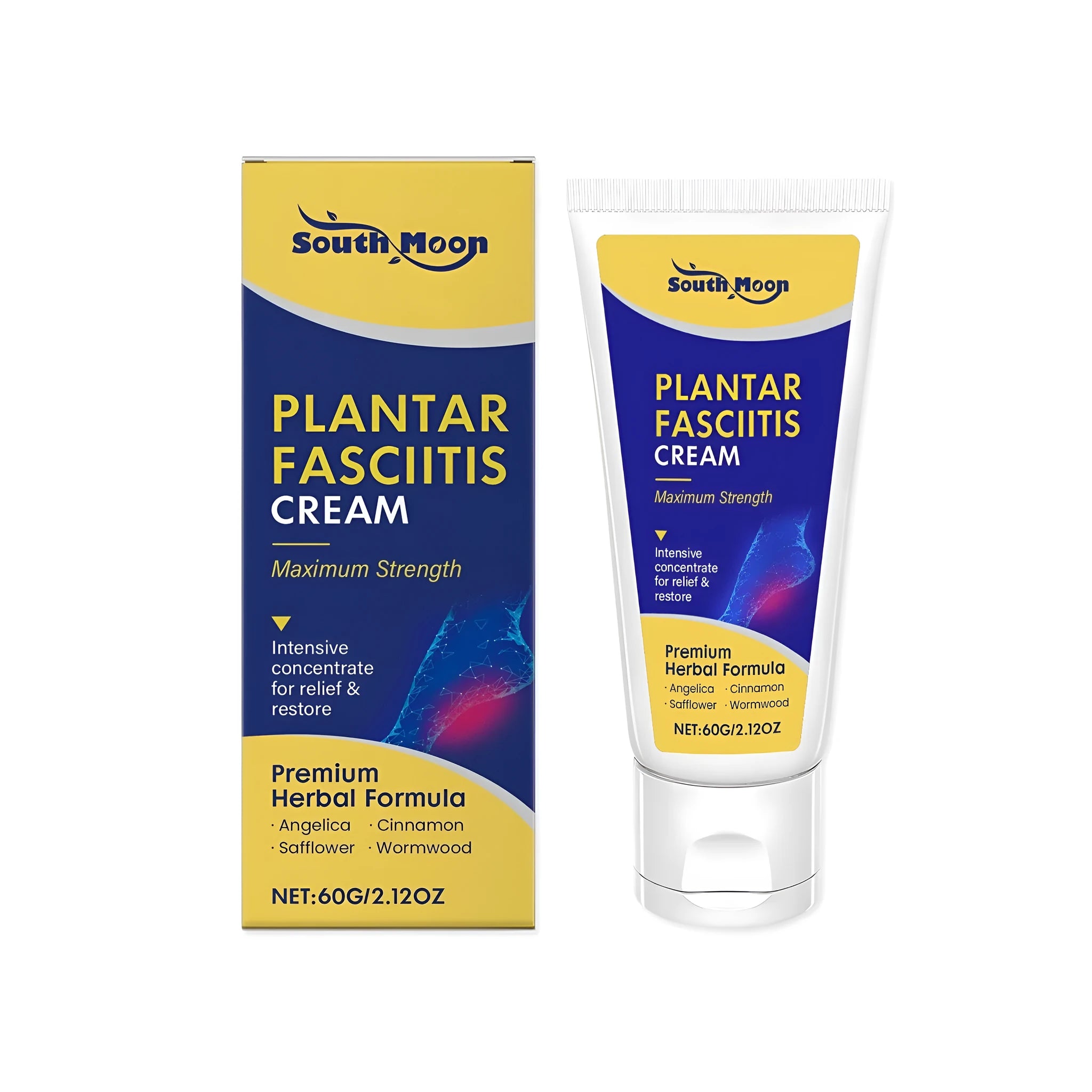 A single 60g tube of botanical foot relief cream containing mint, angelica, and cinnamon oil.