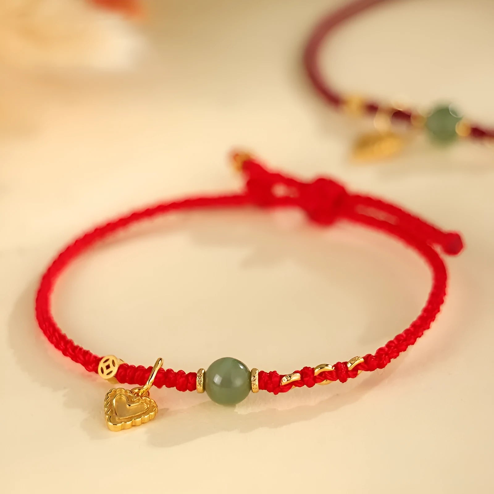 Handmade woven women's bracelet with 925 silver and red Hetian jade