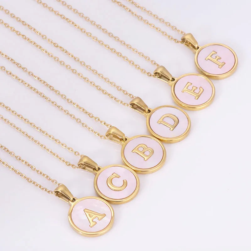 Gold electroplated stainless steel 304 letter necklace for women, A to Z initial pendant with matching gold chain