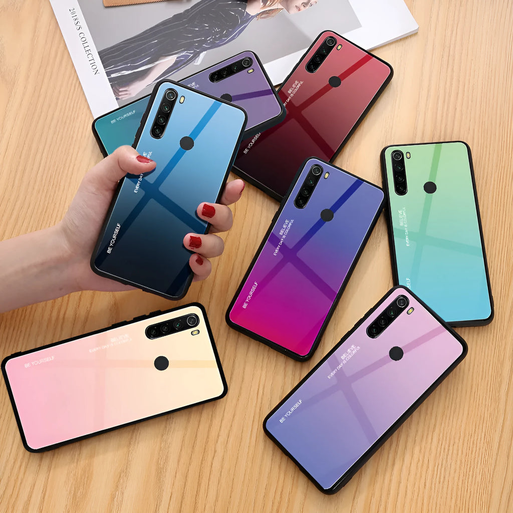 Gradient 6A glass all-inclusive phone case for VIVO X27 in solid colour injection moulded design