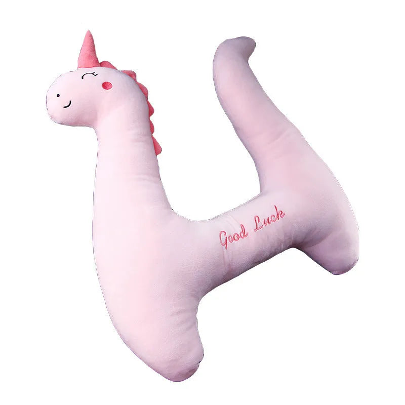 Dinosaur pattern soft plush car bolster pillow for travel, size 60cm by 55cm.